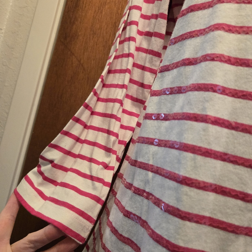 J.j Collectibles white & pink/red stripped t-shirt szM - Picture 6 of 8